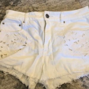 American Eagle white jean shorts